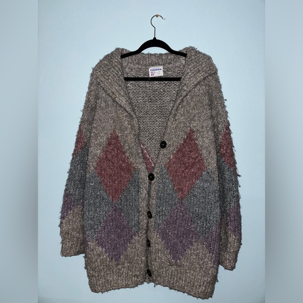 Vintage Oversized Pingouin Knitted Winter Jacket / Sweater (circa 1980s)